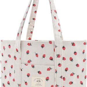 Corduroy Tote Bag Women Large Capacity Shoulder Purse Travel Gym Beach